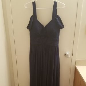 Navy Blue LuLus off the shoulder prom dress